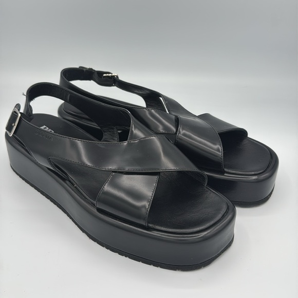New PRADA Leather Slingback Sandals Black Size 41/ US 11 - Picture 2 of 12